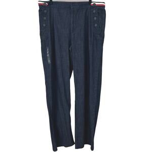 Tommy Hilfiger Women Wide Leg Mid Rise Relaxed Jeans Blue Preppy NWT Size 12